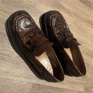 Marni Brown Animal Print Textured Men's Leather Dress Loafers